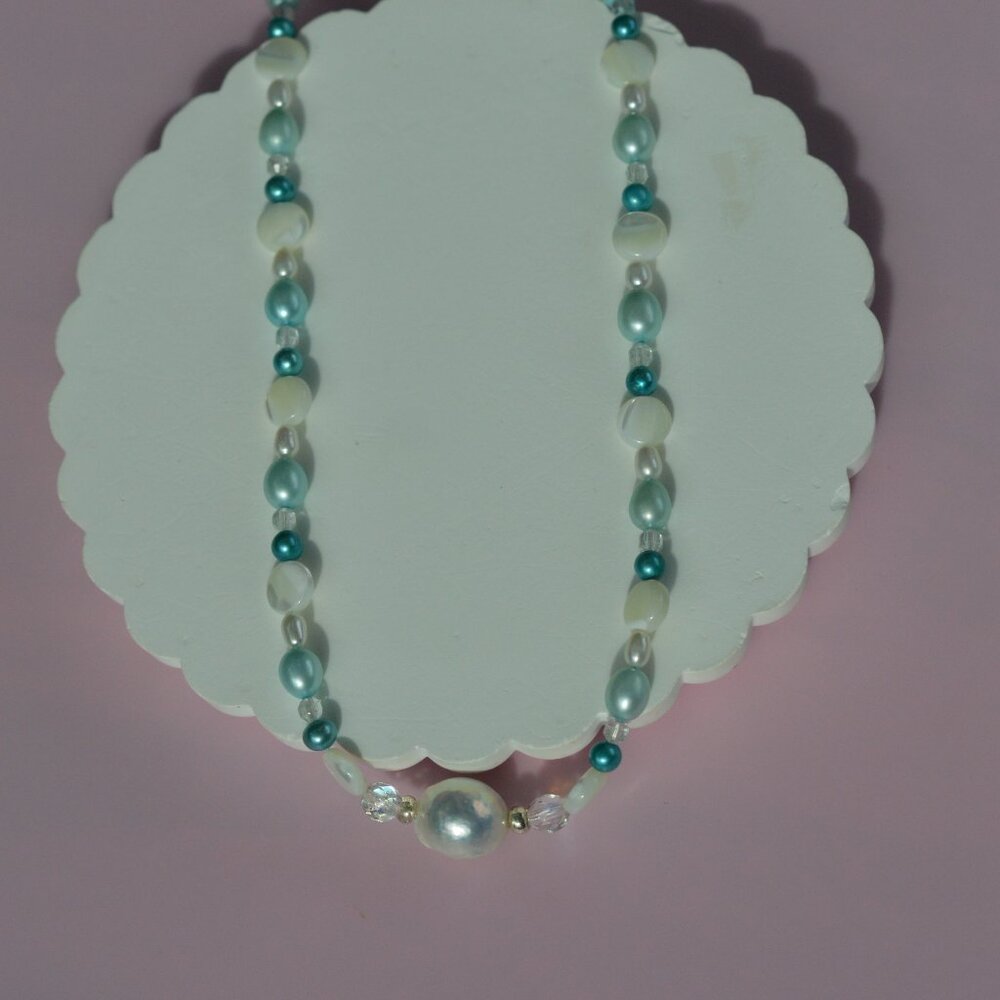 Freshwater Pearl, Natural Topaz, Mother of Pearl & Edison Pearl Necklace – 19.5"